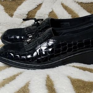 ARA Patent Leather Croc Embossed Slip On Loafer